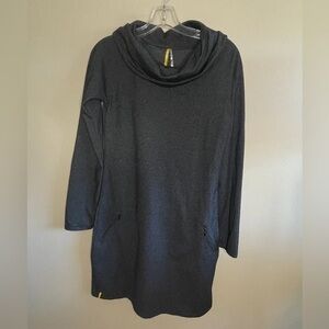 Lole Gray Cowl Neck Long Sleeve Stretchy Athletic Dress. Small